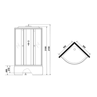 Душ кабина CS-986TM/G 90*90*215 "Мозайка" (выс под) АКЦИЯ #WF_CITY_VIN# картинка