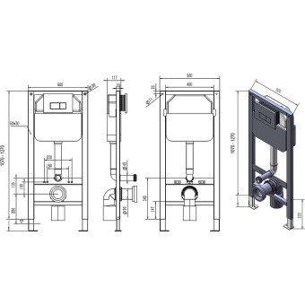 Инсталляция D&K DI8050127 + кнопка D&K Rhein DB1499002 мат хром #WF_CITY_VIN# картинка