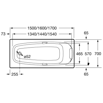 SURESTE ванна 170*70 с ручками ROCA + монтажный комплект #WF_CITY_VIN# картинка