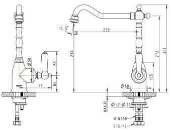 Смеситель д/кухни ART AR 0719 #WF_CITY_VIN# картинка