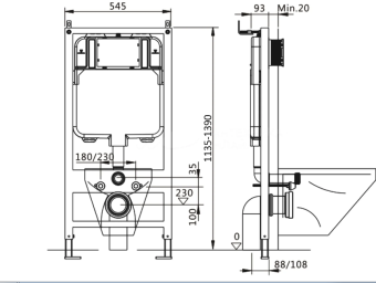 Инсталляция EvaGold 545  + унитаз K701 + кнопка смыва 545-1, пласт.квадрат, белая. ХИТ!! #WF_CITY_VIN# картинка