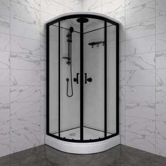 Душевая кабина Прайм-Блэк 90*90 А 1/4 круга, низ.поддон, белый  #WF_CITY_VIN# картинка