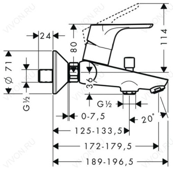 Смеситель д/ванны HG Focus E 31740000 #WF_CITY_VIN# картинка