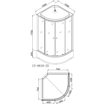 Душевая кабина CS-6610-25GB,100*100*215 ср.п., стекло серое, черный кирпич, профиль черный #WF_CITY_VIN# картинка