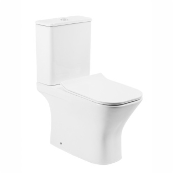 Унитаз-компакт EG307T безободковый ,круг смыв,сиденье тонкое ДП #WF_CITY_VIN# картинка