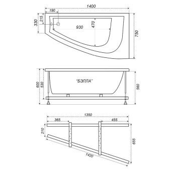 Акриловая ванна Бэлла 140*76 левая #WF_CITY_VIN# картинка