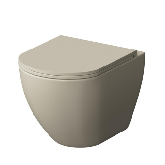 Унитаз GR-4455BEMS Бежевый матовый, подвесной безободковый с тонкой крышкой #WF_CITY_VIN# картинка