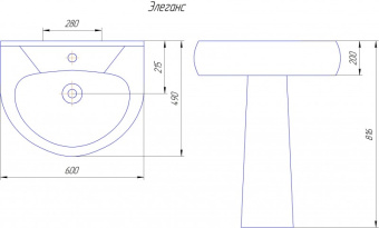 ЭЛЕГАНС 60 раковина с пьедесталом #WF_CITY_VIN# картинка