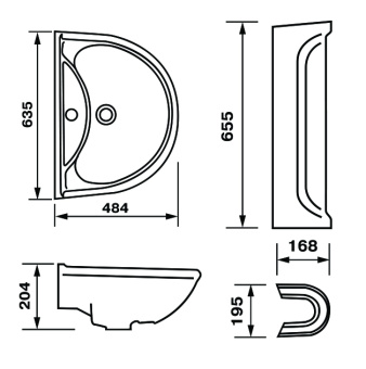 ПРЕСТИЖ умывальник-тюльпан чёрный 63 см + пьедестал #WF_CITY_VIN# картинка