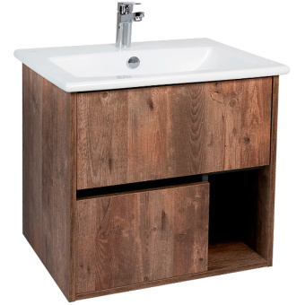 Тумба "Люксембург 60" 2 ящ. подвесная ДЕРЕВО с раковиной Элина 60 #WF_CITY_VIN# картинка