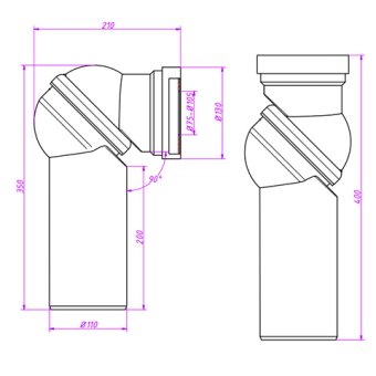 Труба фановая универс. (поворотная) С-495 ОРИО #WF_CITY_VIN# картинка