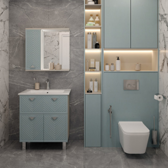 Тумба "Sky 75" №2 с раковиной Оскар 750 (индиго/кашемир) #WF_CITY_VIN# картинка