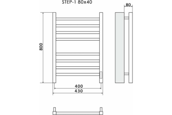 Полотенцесушитель Step-1 80*40 (У) электрич. RAL9005 черн мат #WF_CITY_VIN# картинка