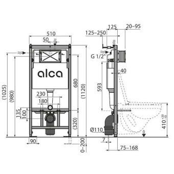 Инсталляция SET AlcaPlast инсталляция AM101/1120-0001 c  кнопкой хром глянец M671 #WF_CITY_VIN# картинка