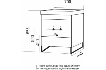 Тумба "ОКЛЕНД 70 "ДУБ МЕЛФОРМ с раковиной Грейс 70 #WF_CITY_VIN# картинка