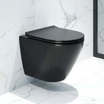 Инсталляция EvaGold 400  + унитаз K505BM ЧЕРН МАТ + кн.смыва EvaGold04,пласт овал черн мат #WF_CITY_VIN# картинка