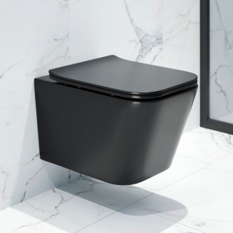 Унитаз подвесной K633BM безободковый, сиденье тонкое ДП, ЧЕРНЫЙ МАТОВЫЙ #WF_CITY_VIN# картинка