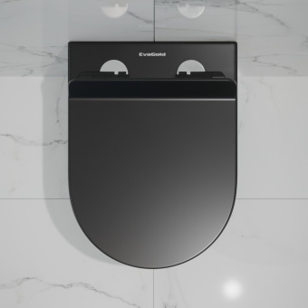 Унитаз подвесной K505BM безободковый, сиденье тонкое ДП, ЧЕРНЫЙ МАТОВЫЙ #WF_CITY_VIN# картинка
