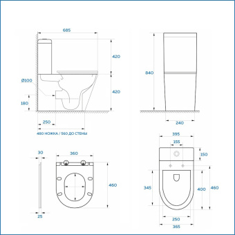 Унитаз компакт VT60204H Rietti Vortex ТОРНАДО напольный безободковый + сиденье микролифт (Vinchi) #WF_CITY_VIN# картинка