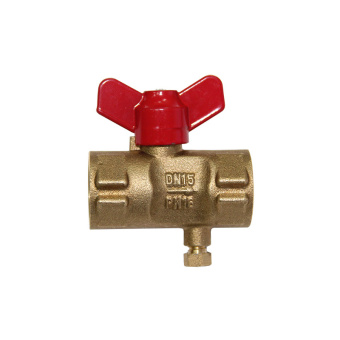 Кран д/маном шаровой 1/2" 3-ход. с бабочкой с краном маевского, 11б27п2 РУ16 (G1/2хG1,2) #WF_CITY_VIN# картинка