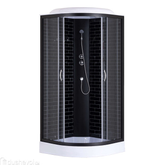 Душевая кабина CS-6610-13GB,100*100*215,низ.под.профиль чёрный ,чёрный кирпич  #WF_CITY_VIN# картинка