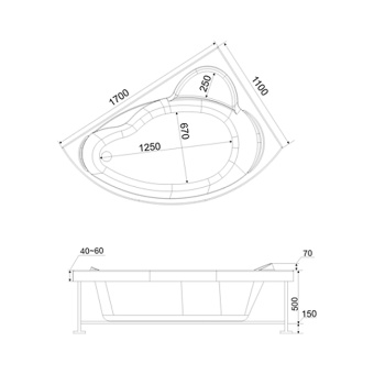 ЛАГУНА ванна акрил. 170*110 ПРАВАЯ ГМ+ЭКРАН #WF_CITY_VIN# картинка