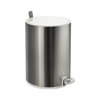 Ведро 5555 круглое, ЕВРОПА, пневматика, ультратонкая Белая крышка, из мат.нерж. стали, 5л, вывод #WF_CITY_VIN# картинка