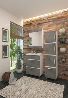 Тумба "OLIVER 60" кора дуба с раковиной Фостер 600 #WF_CITY_VIN# картинка