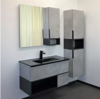 Тумба "Франкфурт 90" Бетон светлый с раковиной COMFORTY 90E (подвес) #WF_CITY_VIN# картинка