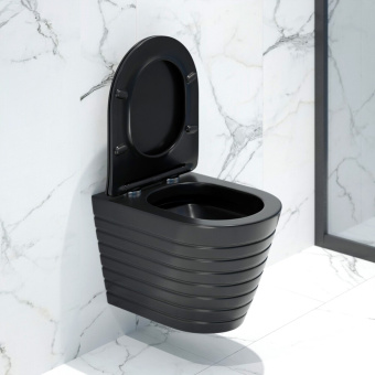 Унитаз подвесной K703BM безободковый, сиденье тонкое ДП, ЧЕРНЫЙ МАТОВЫЙ #WF_CITY_VIN# картинка