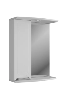 Шкаф-зеркало "Лотос 55" белый со светильником левый (МФ Ирлен) #WF_CITY_VIN# картинка