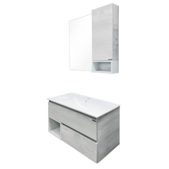 Тумба "ТУРИН 90" дуб белый с раковиной COMFORTY 90E #WF_CITY_VIN# картинка