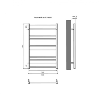 Полотенцесушитель Альтаир П10 500*800 AQUATEK #WF_CITY_VIN# картинка