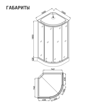 Душевая кабина CS-6610-13GB,100*100*215,низ.под.профиль чёрный ,чёрный кирпич  #WF_CITY_VIN# картинка