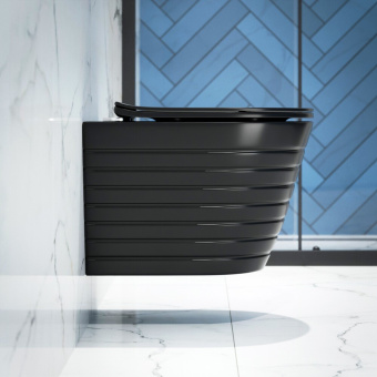 Унитаз подвесной K703BM безободковый, сиденье тонкое ДП, ЧЕРНЫЙ МАТОВЫЙ #WF_CITY_VIN# картинка