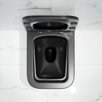Унитаз подвесной K633BM безободковый, сиденье тонкое ДП, ЧЕРНЫЙ МАТОВЫЙ #WF_CITY_VIN# картинка