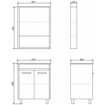 Тумба "МАРИО-60" COMFORTY дуб тёмный  с раковиной Quadro 60 #WF_CITY_VIN# картинка