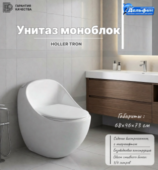 HOLLER TRON МОНОБЛОК безобод. с сиденьем дюропласт микролифт,БЕЛЫЙ #WF_CITY_VIN# картинка