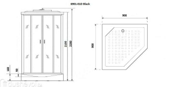 Душевая кабина Niagara Premium NG- 6901-01D BLACK(90*90*220) низ.поддон(16см)черный,стекло тониров #WF_CITY_VIN# картинка