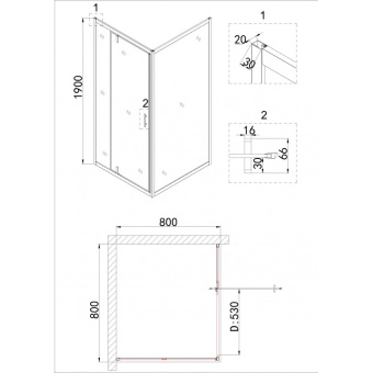 Душевое ограждение NG-0220-08 BLACK 120*80*190 прямоугольник, дверь распашная #WF_CITY_VIN# картинка