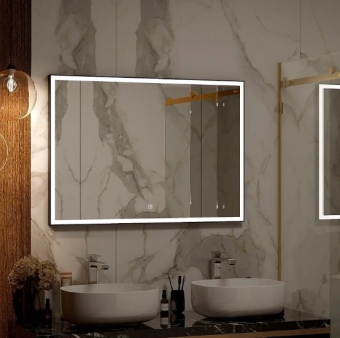 Зеркало "Frame" LED 1000*700 BLACK (сенсор) ЗЛП188 #WF_CITY_VIN# картинка