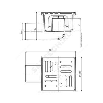Трап горизонтальный нерегулируемый с выпуском 50мм, с пластиковой решеткой 100*100 TA5104 #WF_CITY_VIN# картинка