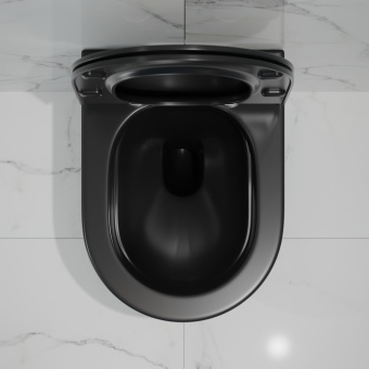Унитаз подвесной K505BM безободковый, сиденье тонкое ДП, ЧЕРНЫЙ МАТОВЫЙ #WF_CITY_VIN# картинка