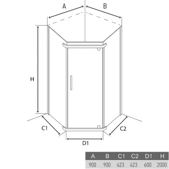 Душевое ограждение ALEX BAITLER AB215-90 90*90*200 трапеция без поддона #WF_CITY_VIN# картинка