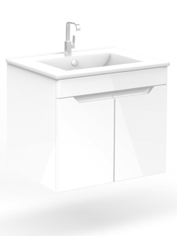 Тумба "Quadro 60 Optima" подвесная Домино DO1901T с раковиной "Quadro 60" Sanita Luxe* #WF_CITY_VIN# картинка