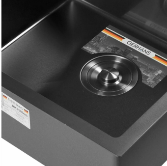 Мойка GERHANS RK35050B графит + сифон, вывод #WF_CITY_VIN# картинка