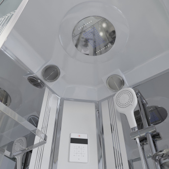 Душевая кабина Niagara Ultra NG-701-01 (90*90*220) низ.поддон(16см),стекло проз. с рисунком #WF_CITY_VIN# картинка