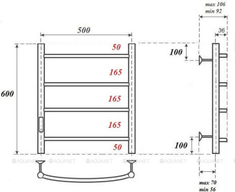 Полотенцесушитель Афина Point PN04756W П4 500*600 электрический, диммер слева, белый #WF_CITY_VIN# картинка