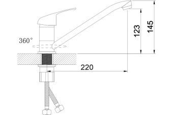 Смеситель АНТЕЙ д/кухни 497021 Альфа шар. с  длинным изливом, креп.гайка   #WF_CITY_VIN# картинка