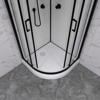 Душевая кабина Прайм-Блэк 90*90 А 1/4 круга, низ.поддон, белый  #WF_CITY_VIN# картинка